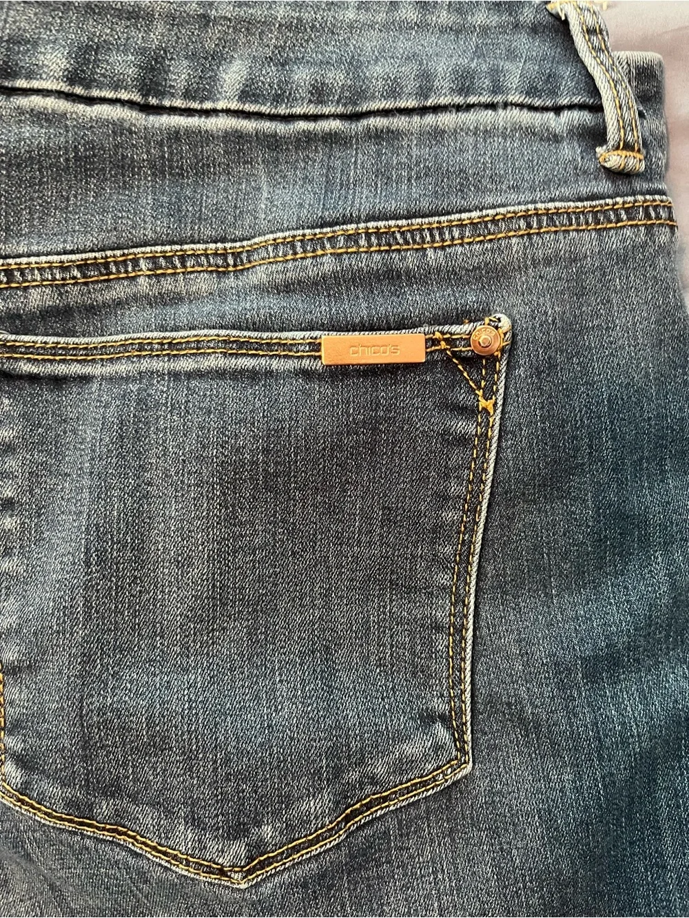Chico’s So Slimming Dark Wash Ankle Jeans with Floral Embroidery